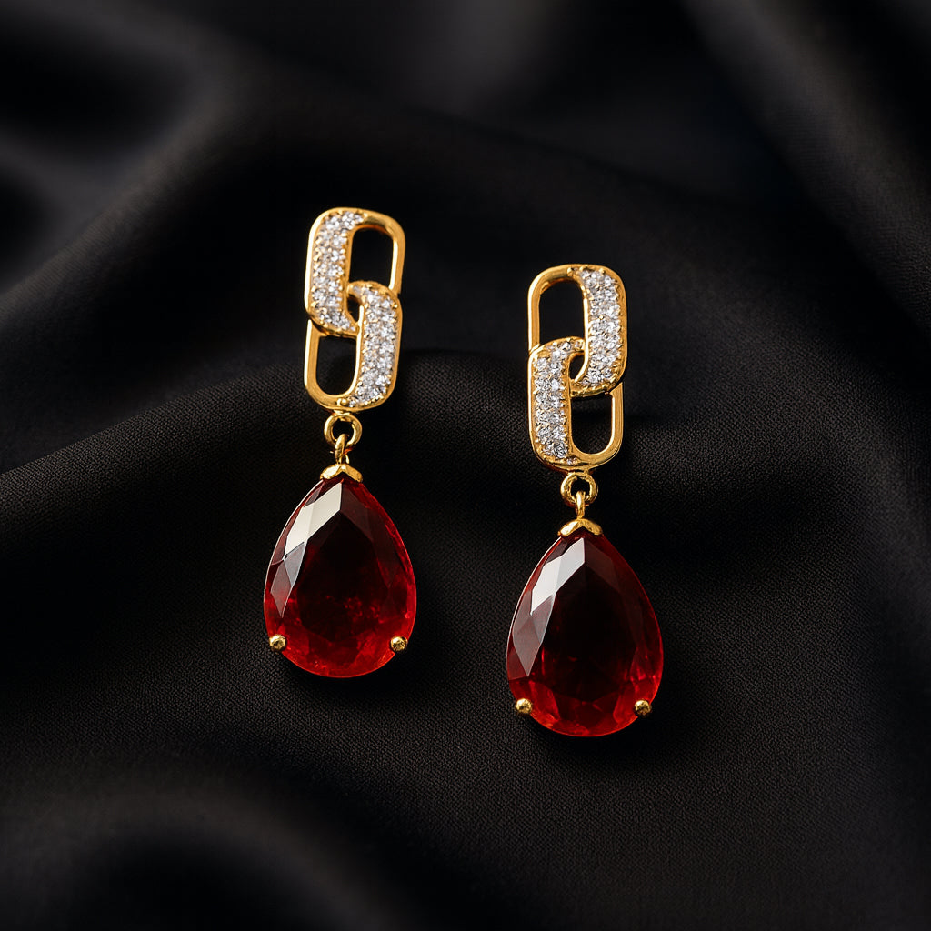 Red Crystalline Earrings