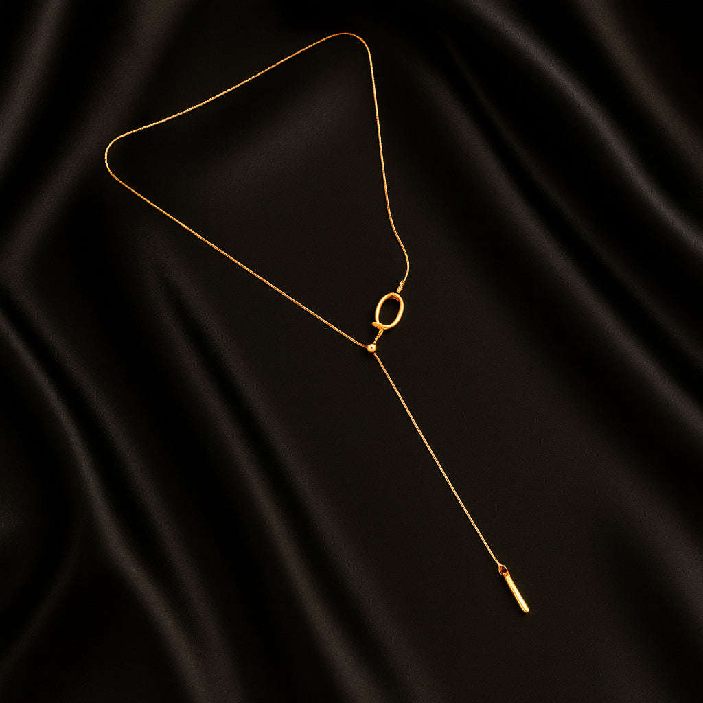 Radiant Halo - Gold Lariat Necklace