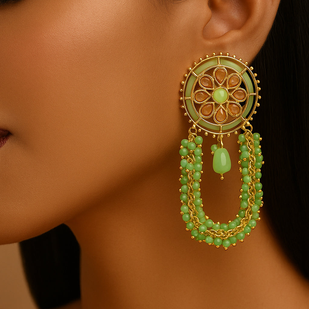 Pearls and Stones Embroidered Earrings