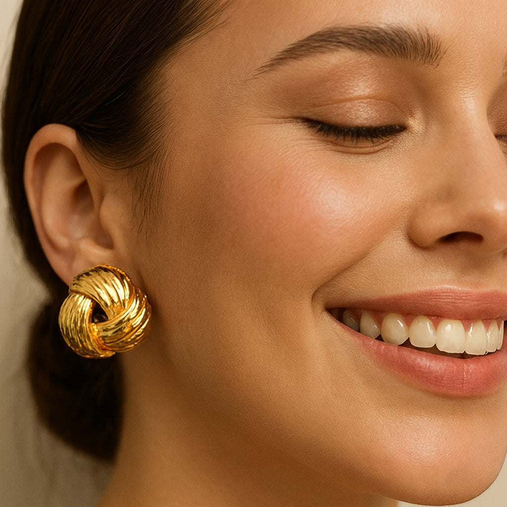 Golden Trinity - Statement Stud Earrings