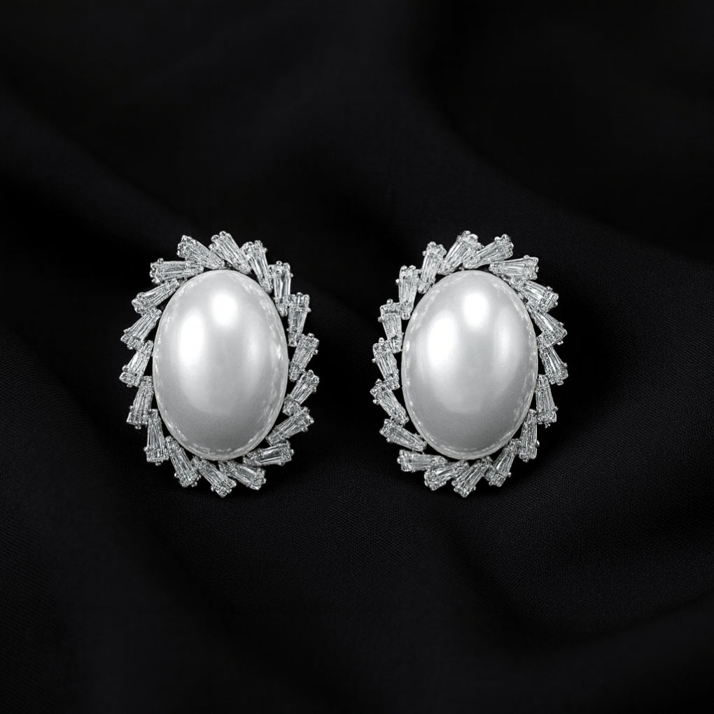 Pearl & Sparkle Stud Earrings