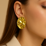 Load image into Gallery viewer, Hammered Gold Metallic Earrings
