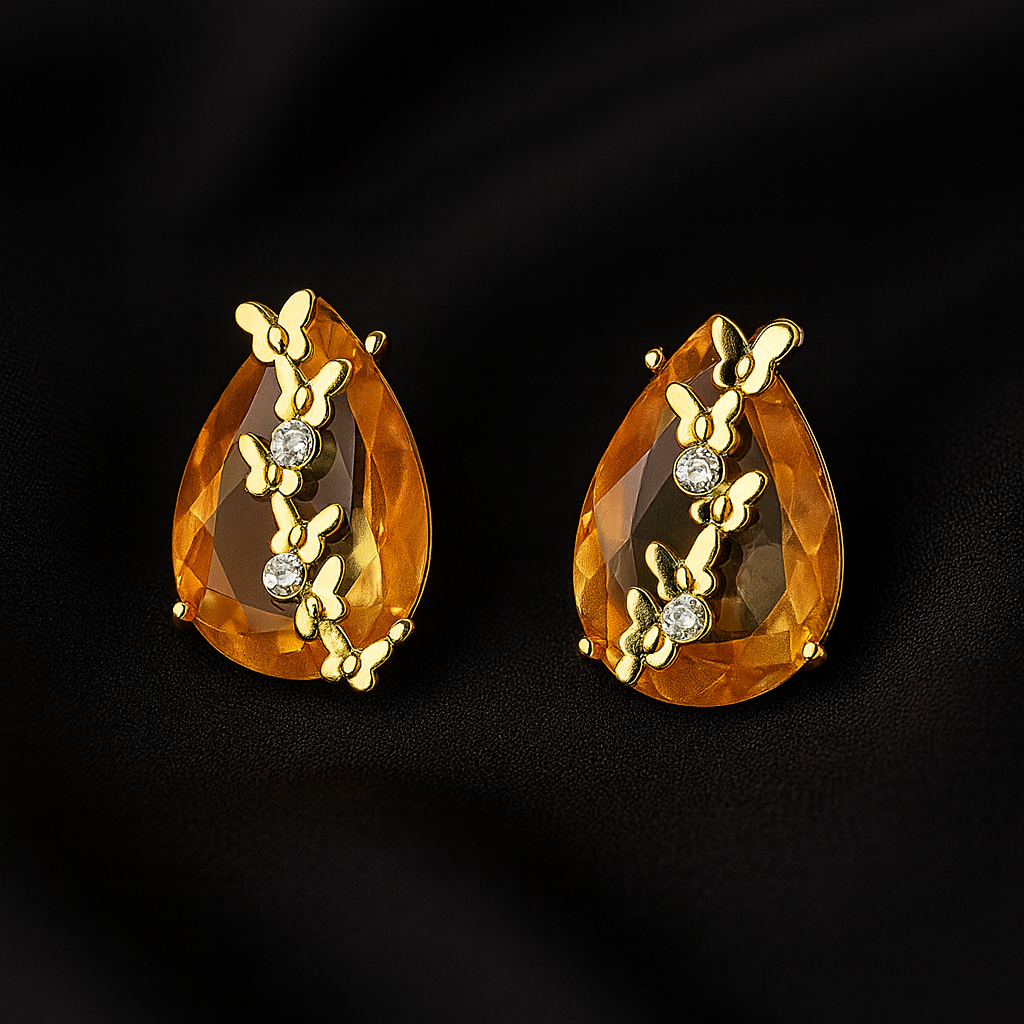 Peach Teardrop Studs