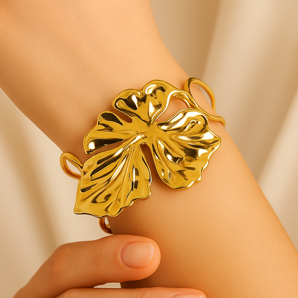 Golden Orchid Cuff Bracelet