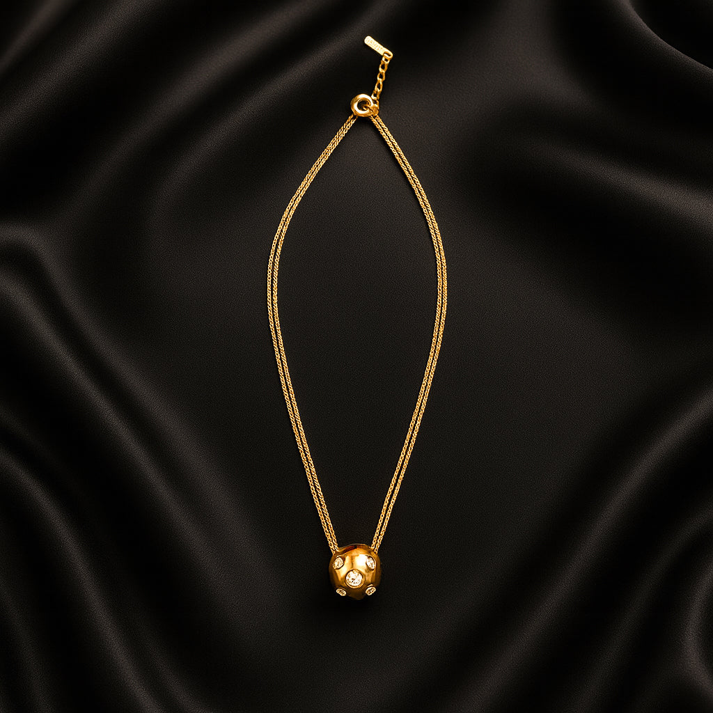 Studded Barrel - Layered Gold Pendant
