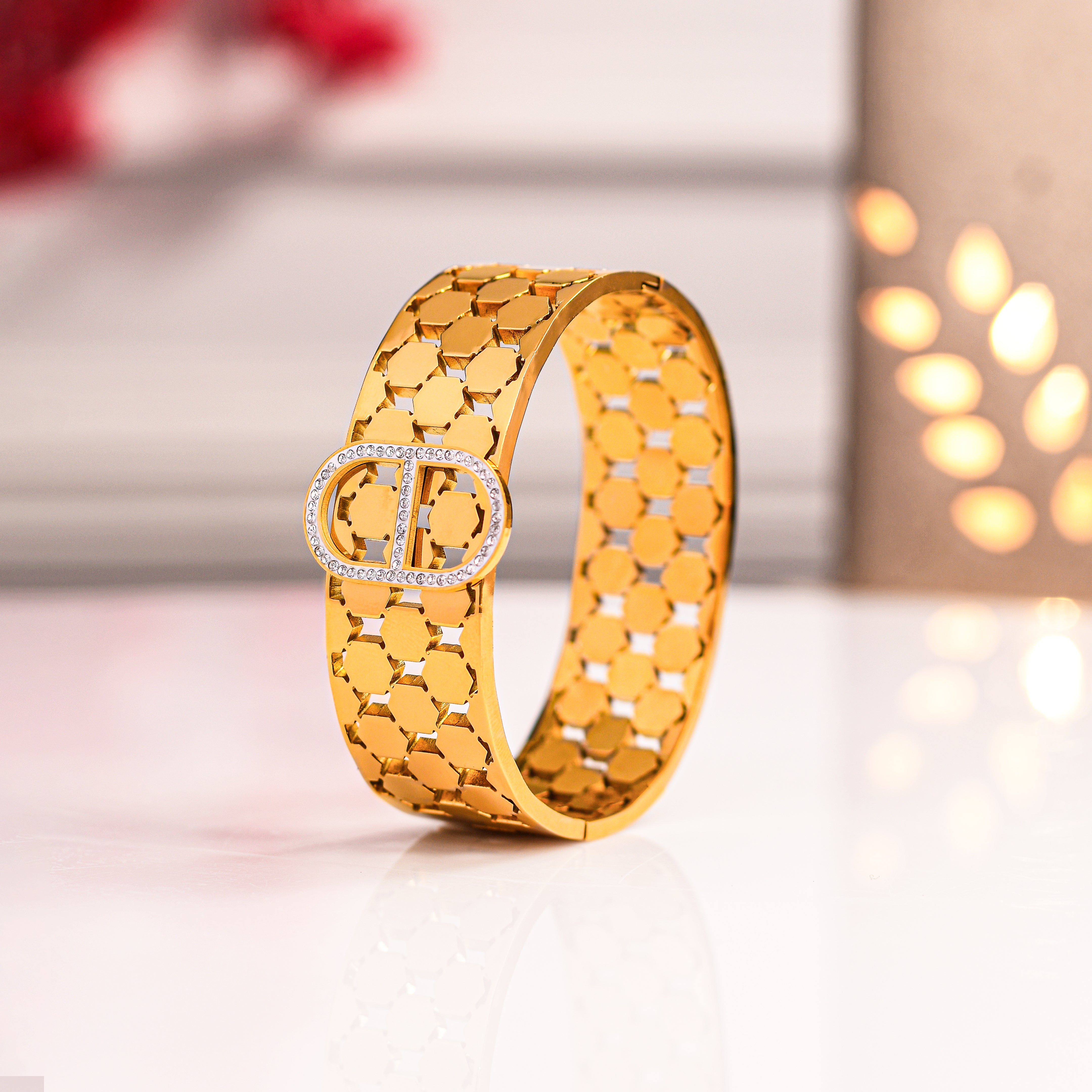 Gold Tone Hexagon Case Bracelets