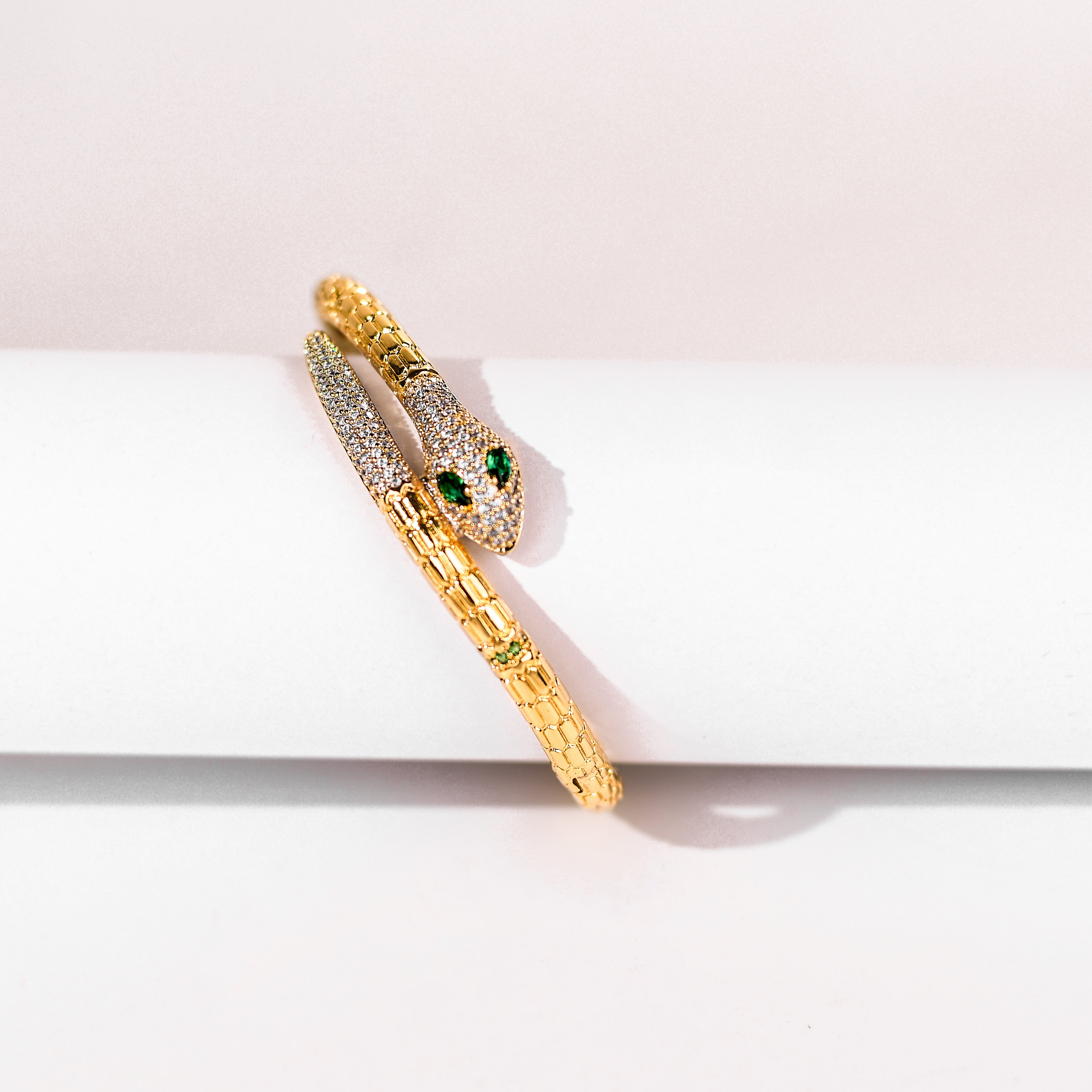 Green Snake Eye Zircon Gold Bracelets