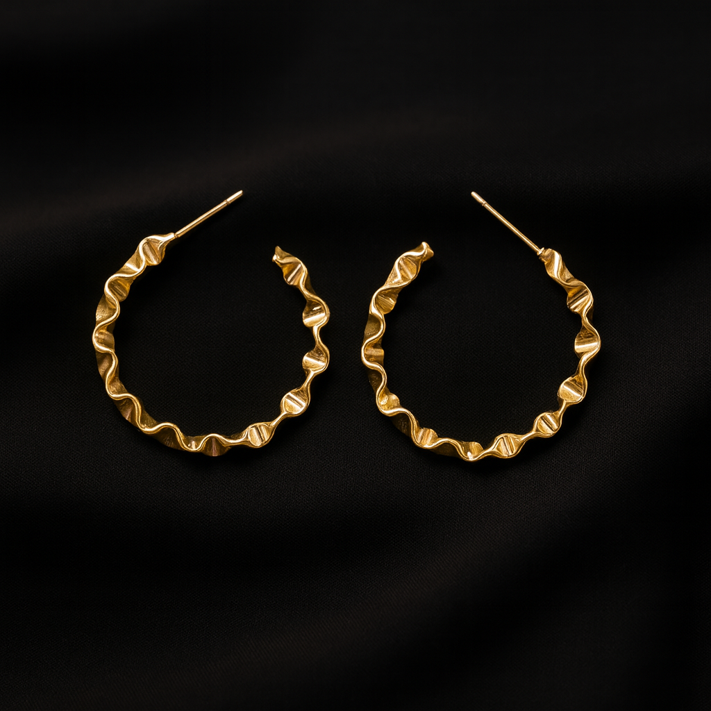 Rose Gold Twisted Hoops Earrings