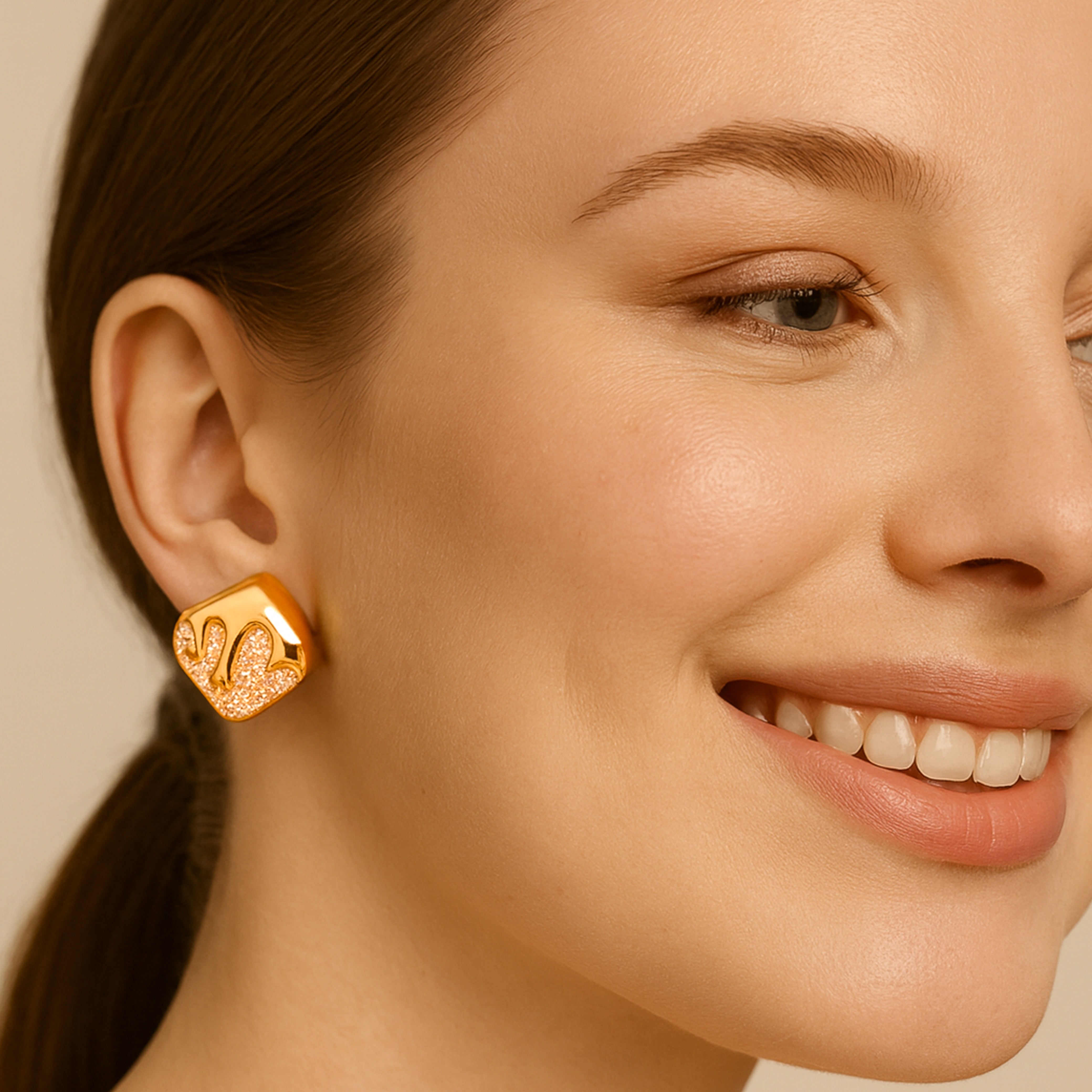Melting Gold & Faux Diamond Studs