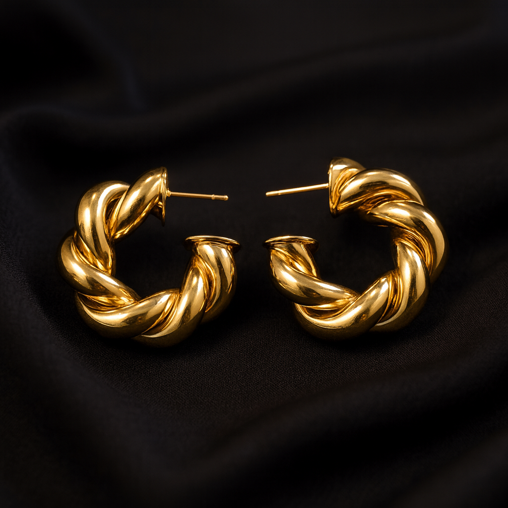 Gold Twisted Hoop Earrings