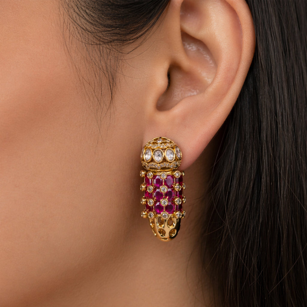 Rajasthani Pink Polki Hasli Set