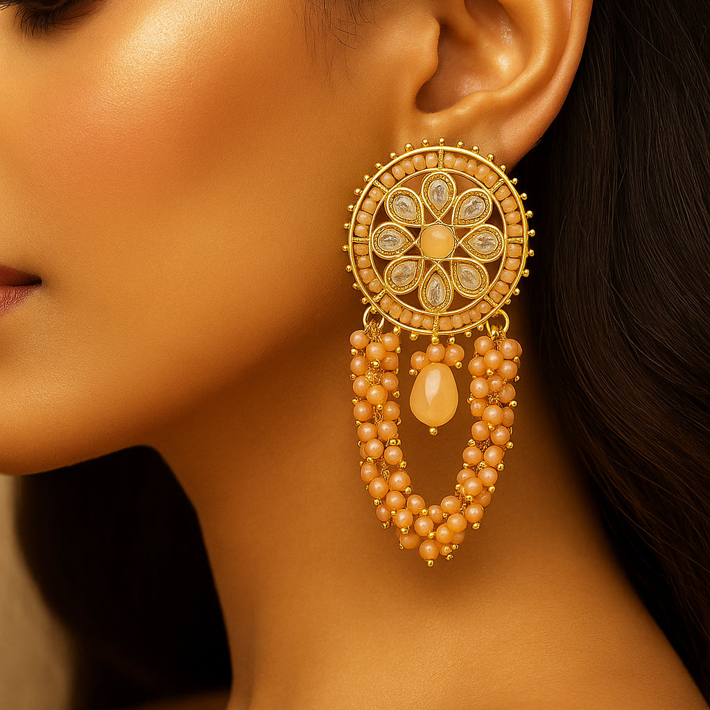 Pearls and Stones Pink Earrings