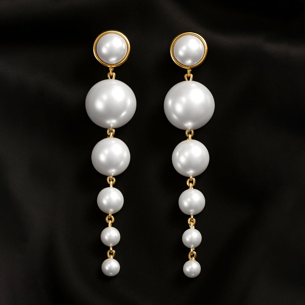 Round Pearl Dangler Earrings
