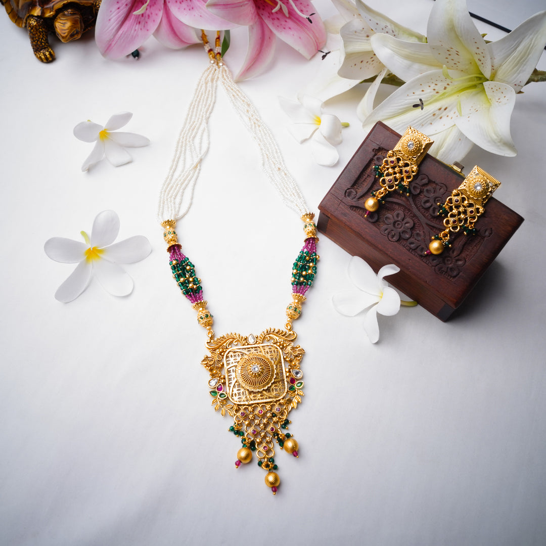 Traditional Gold Plated Wedding Necklace Set