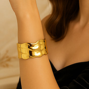Golden Waves Statement Cuff Bracelet