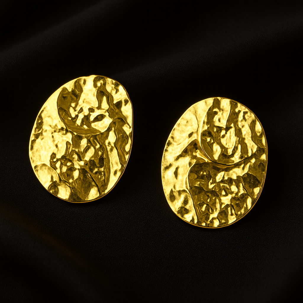 Hammered Gold Metallic Earrings