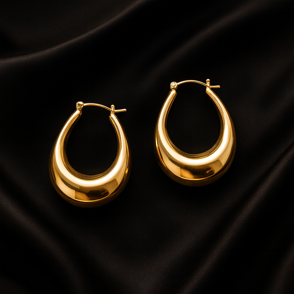 Gold Oval Cool Earrings
