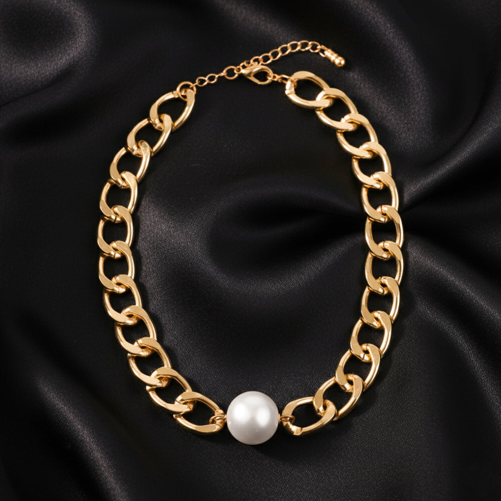 Gold Chain Pearl Chokar
