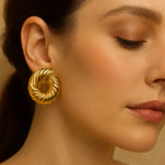 Load image into Gallery viewer, Golden Spiral Stud Earrings
