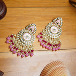 Load image into Gallery viewer, Indo Western Earring Gold &amp; Pink Plating