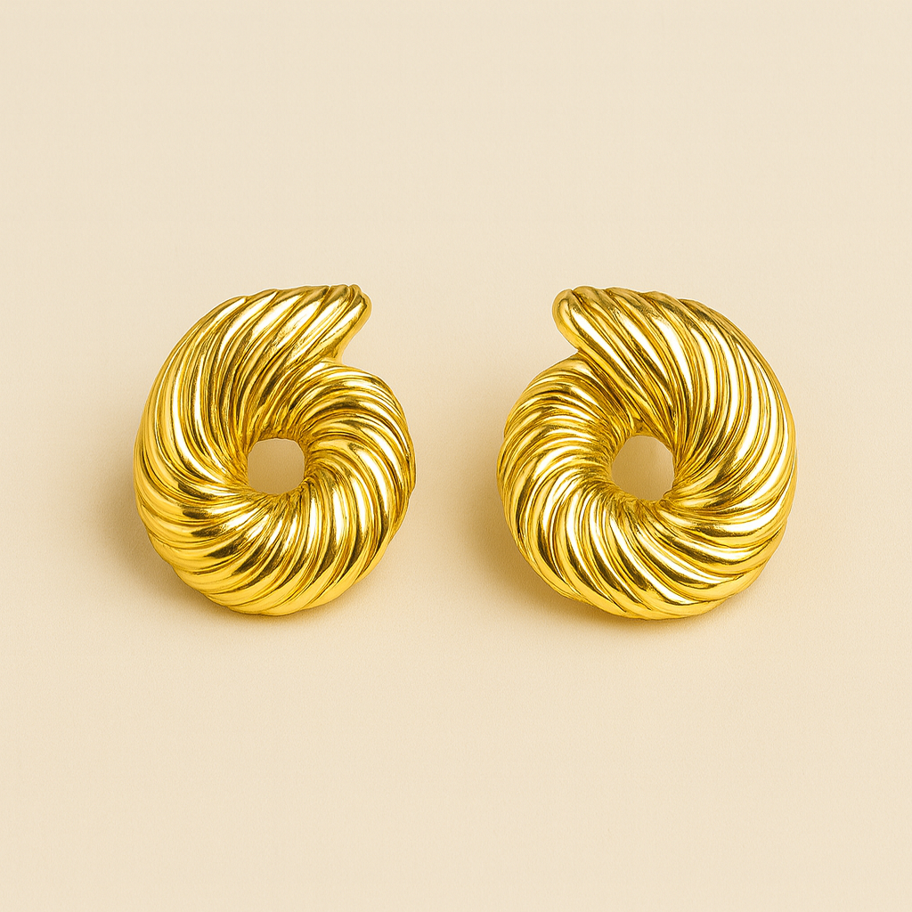 Golden Spiral Stud Earrings