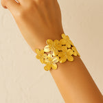 Load image into Gallery viewer, Floral Golden Statement Cuff Bracelet
