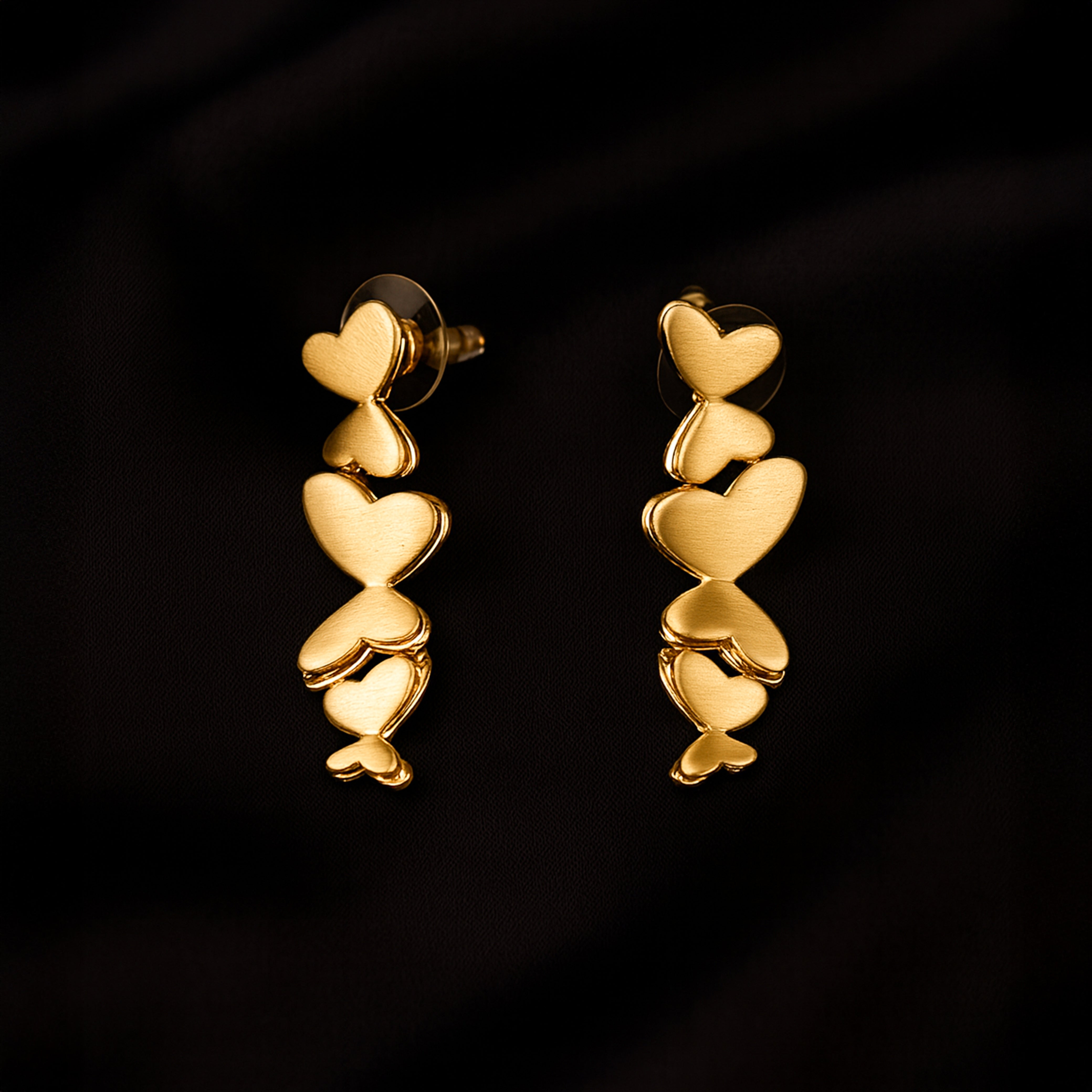 Butterfly Hearts - Gold Drop Earrings