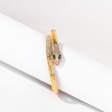 Green Snake Eye Zircon Gold Bracelets