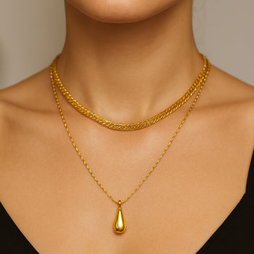 Golden Tear - Layered Chain Necklace