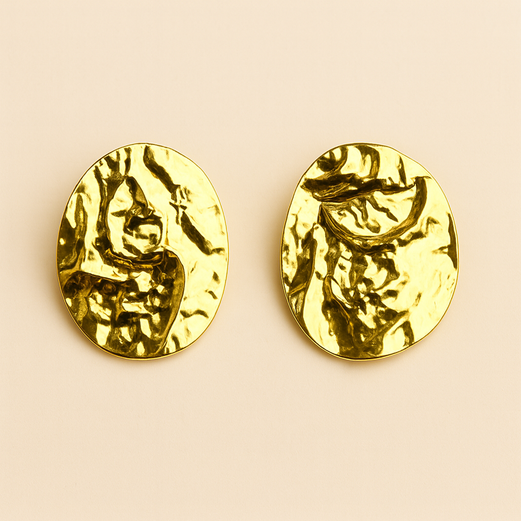 Hammered Gold Metallic Earrings