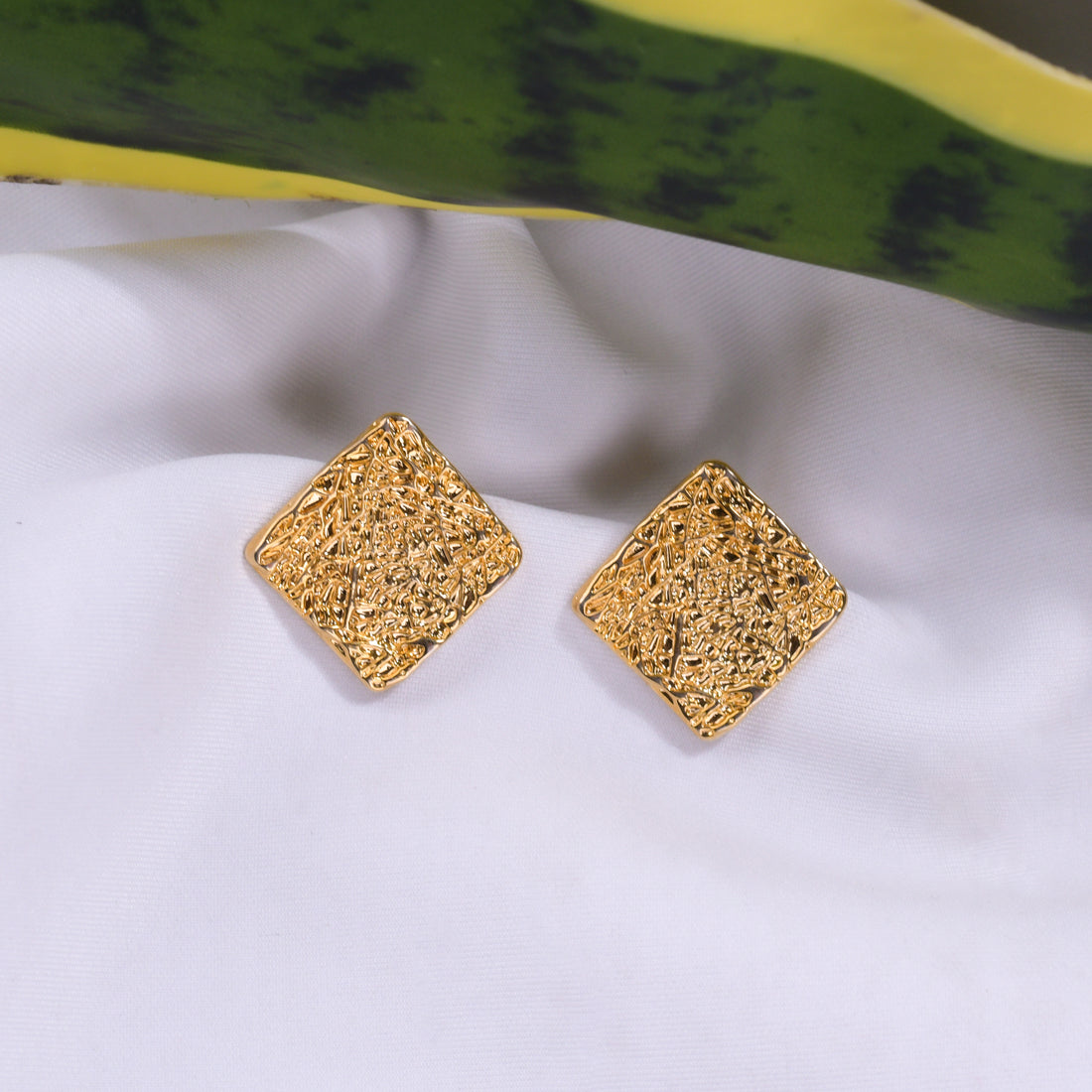 Gold Plated Square Mesh Earrings