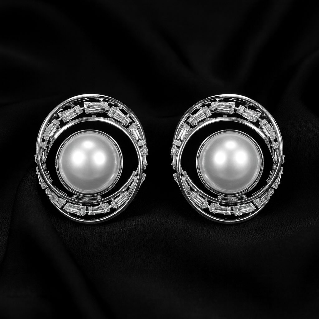 Halo Studded Pearl Earrings