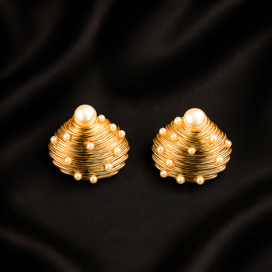 The Pearly Shell - Statement Stud Earrings
