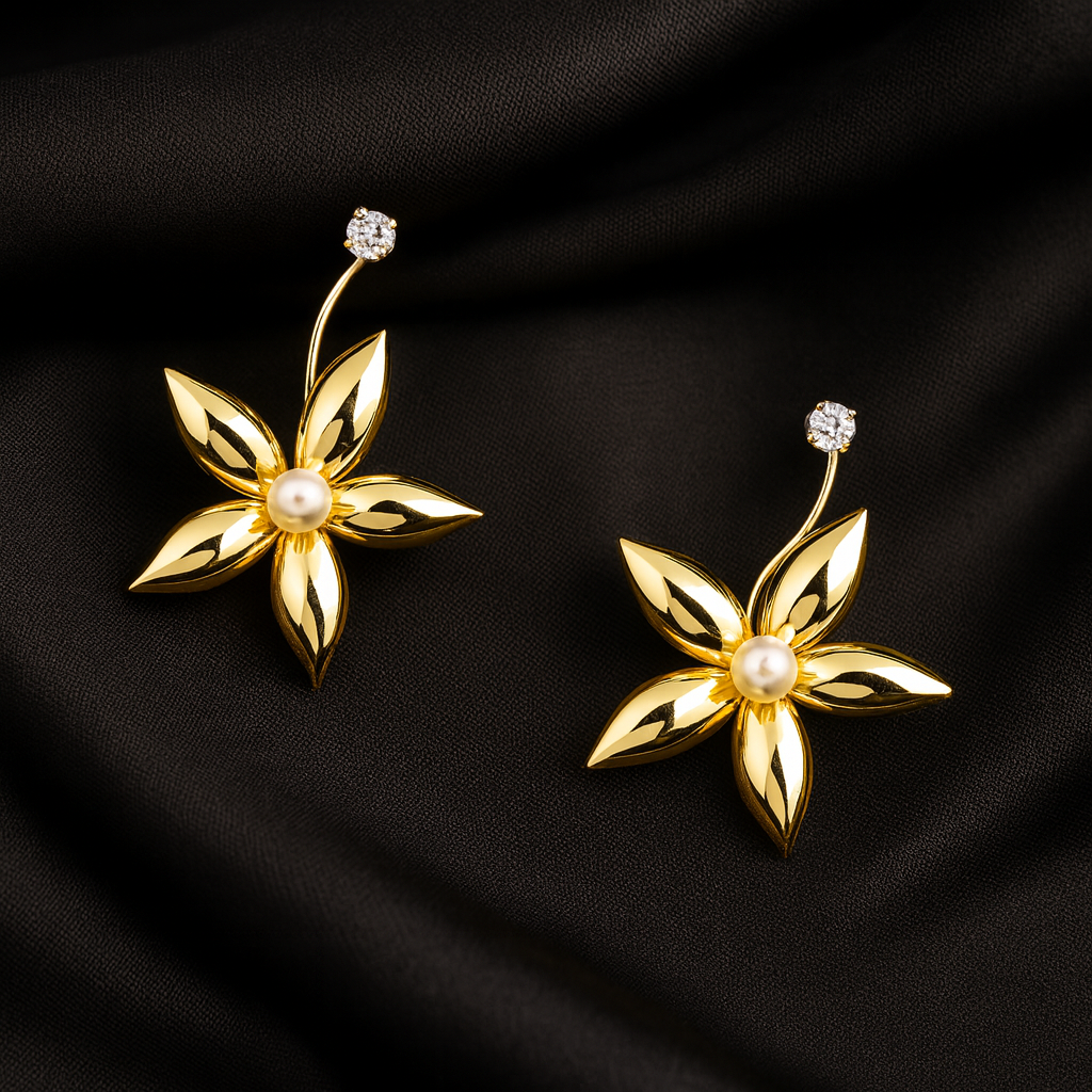 Daisy's Pearls - Gold Drop Earrings