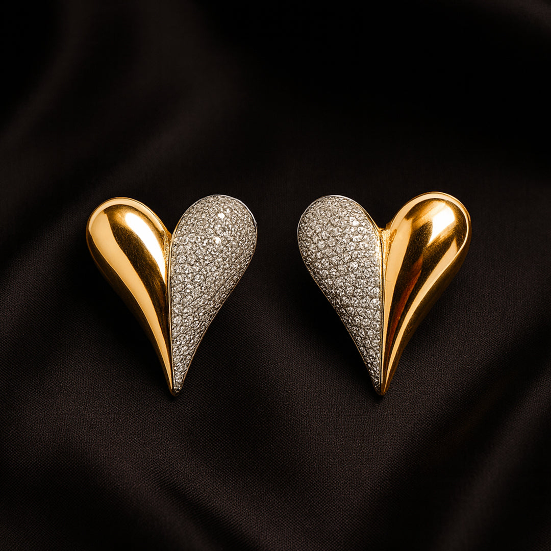 Precious Heart - Gold & Faux Diamond Studs