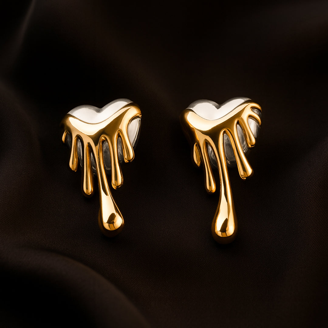 Melting Hearts - Statement Gold & Silver Studs