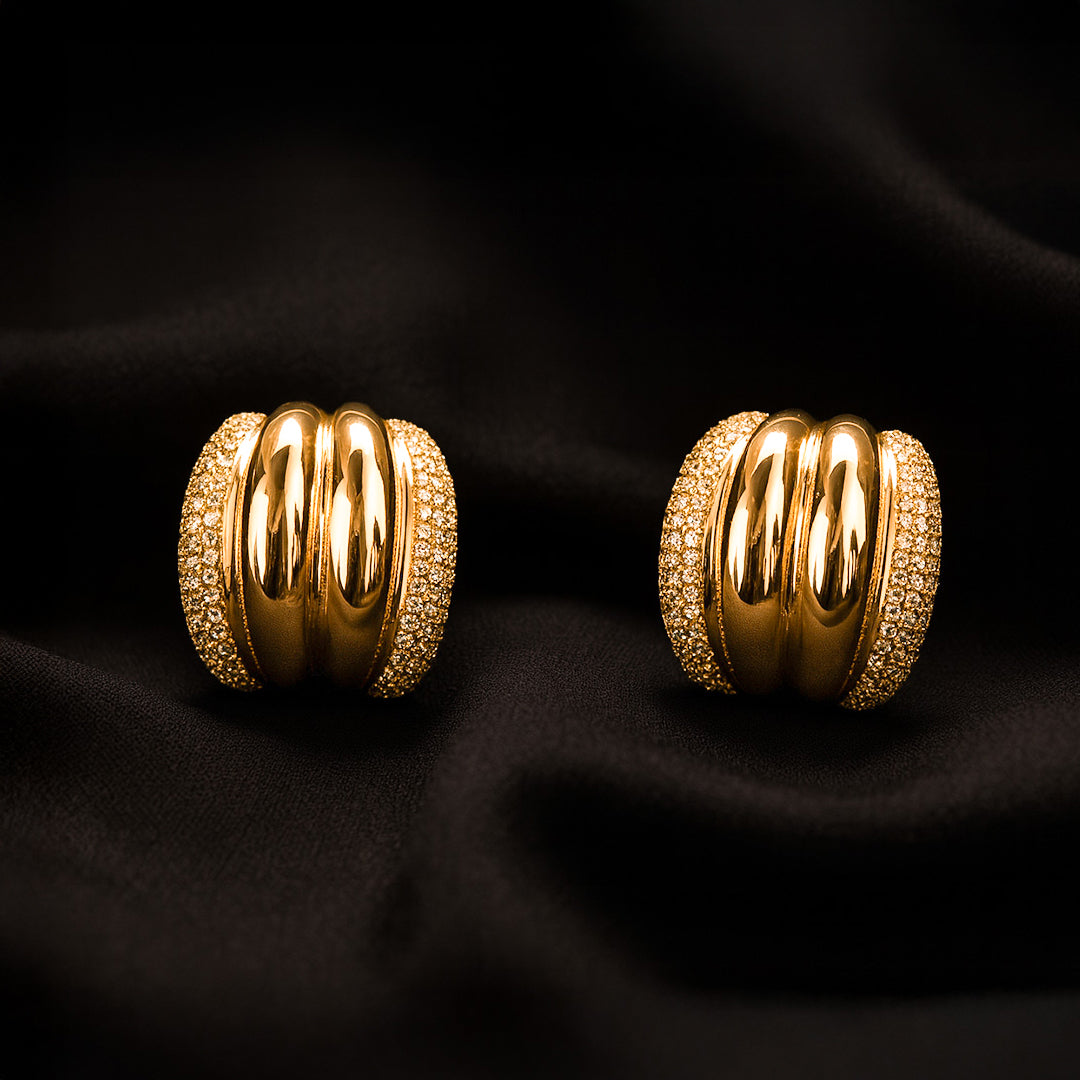 Golden Halo - Faux Diamond Stud Earrings