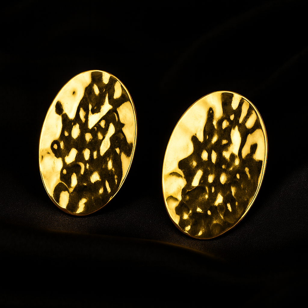 Golden Crinkled Statement Earrings