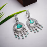 Load image into Gallery viewer, Elegance Mint Green and White Gems Earrings