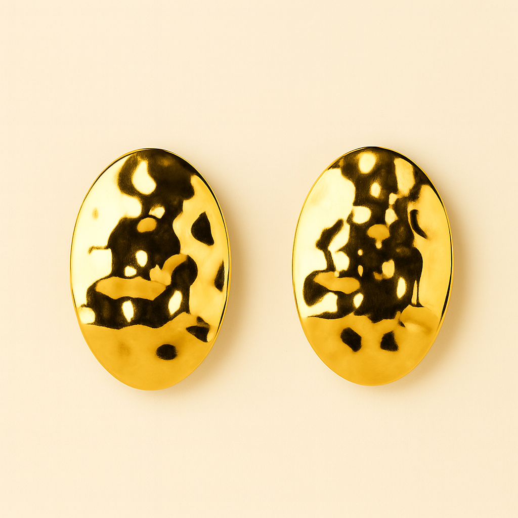 Golden Crinkled Statement Earrings