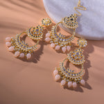Load image into Gallery viewer, Bridal Light Pink Earrings With Maang Tikka