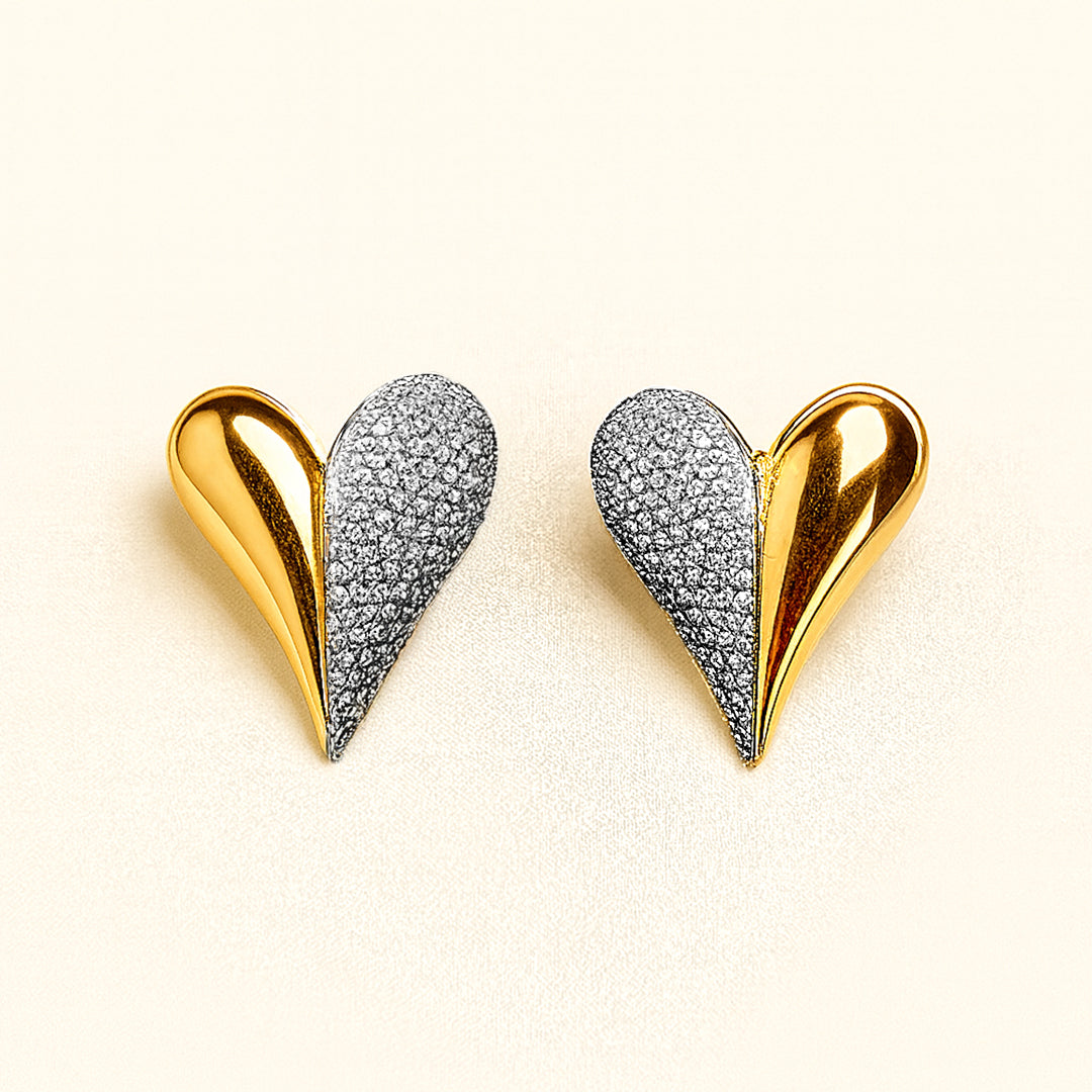 Precious Heart - Gold & Faux Diamond Studs