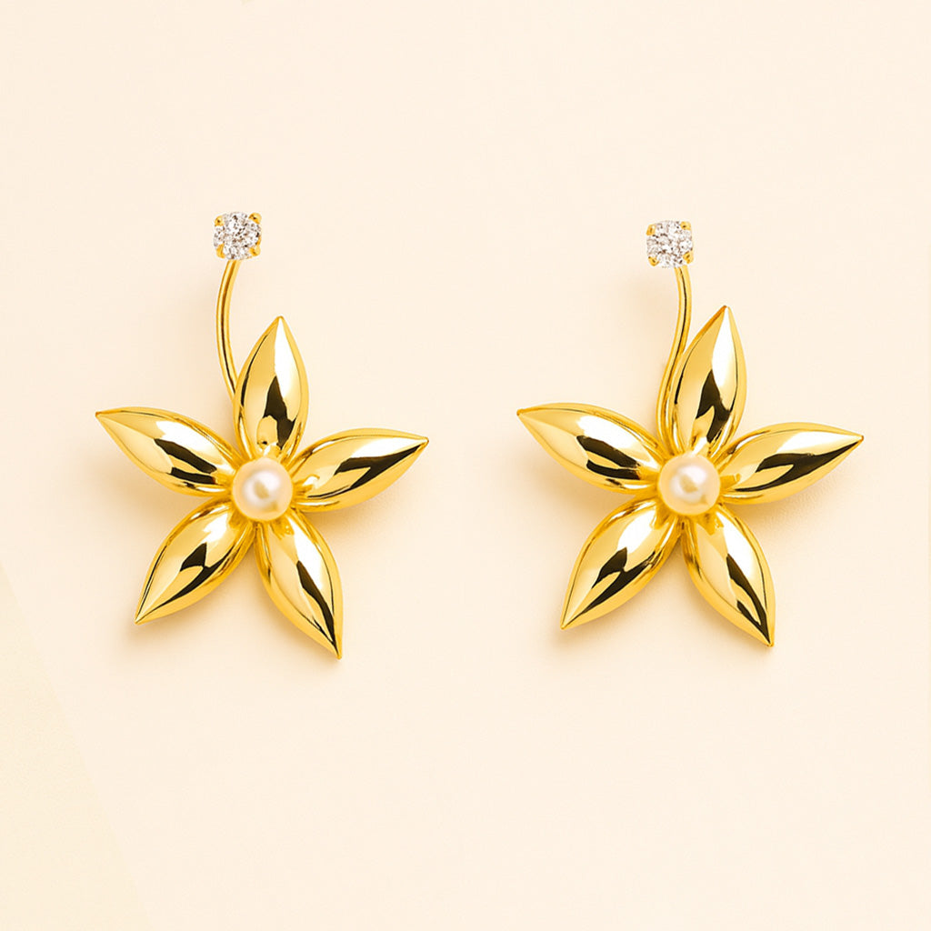 Daisy's Pearls - Gold Drop Earrings