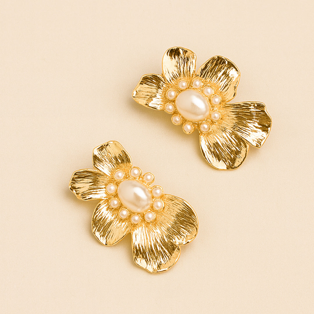 Blooming Gold - Statement Stud Earrings