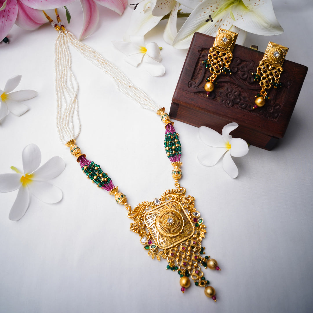 Traditional Gold Plated Wedding Necklace Set