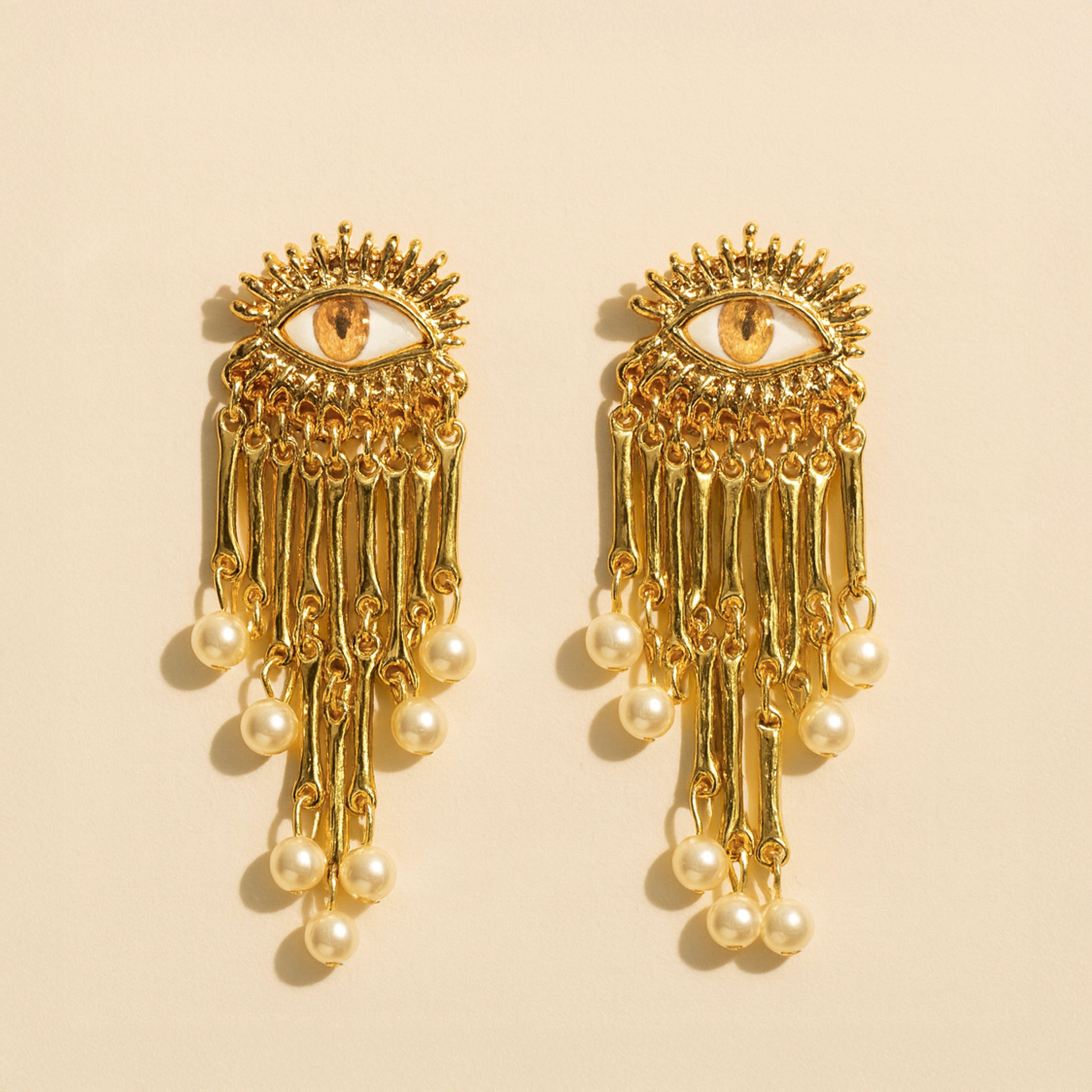 Golden Gaze - Statement Dangler Earrings