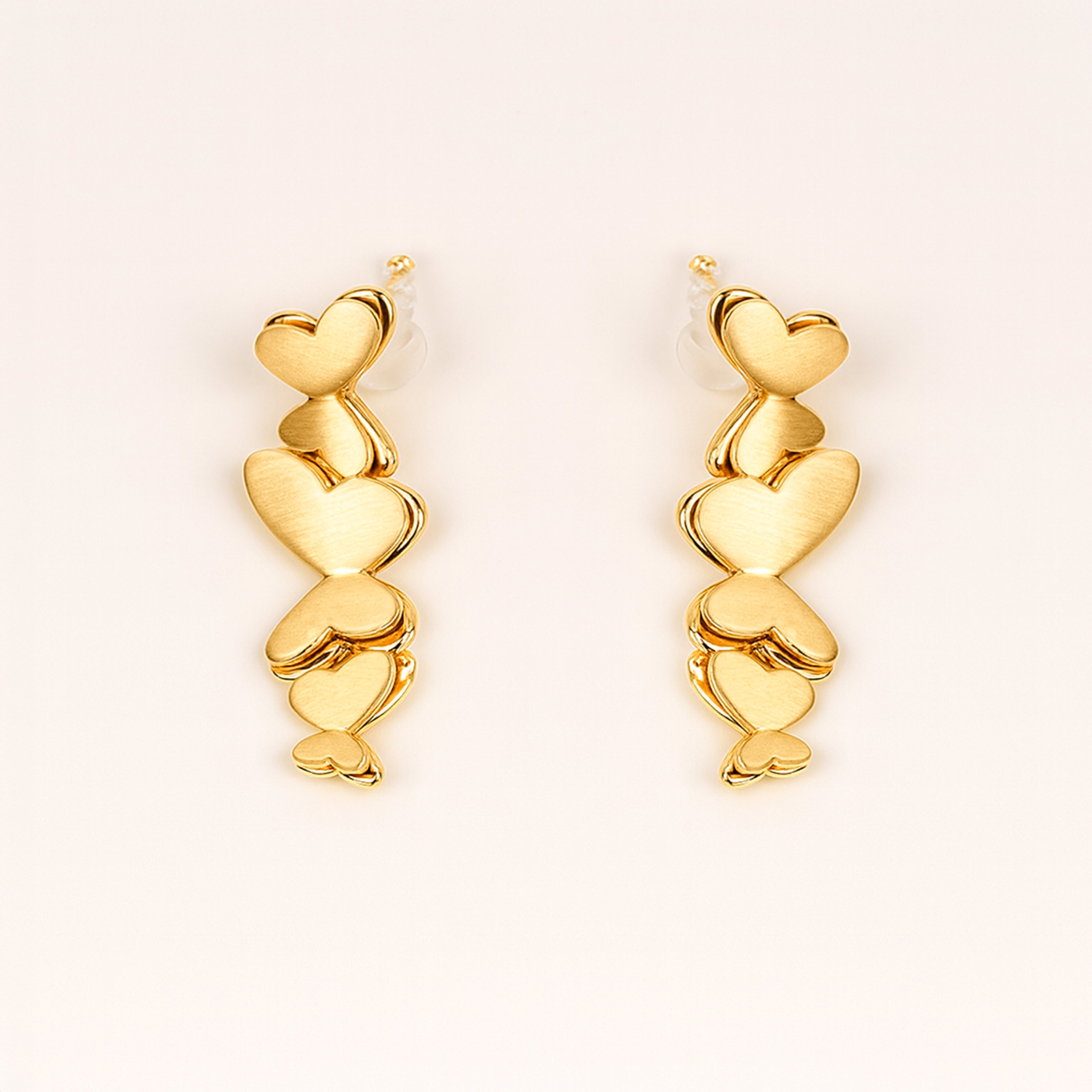 Butterfly Hearts - Gold Drop Earrings