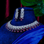 Load image into Gallery viewer, Red AD Stone American Diamond Necklace Set