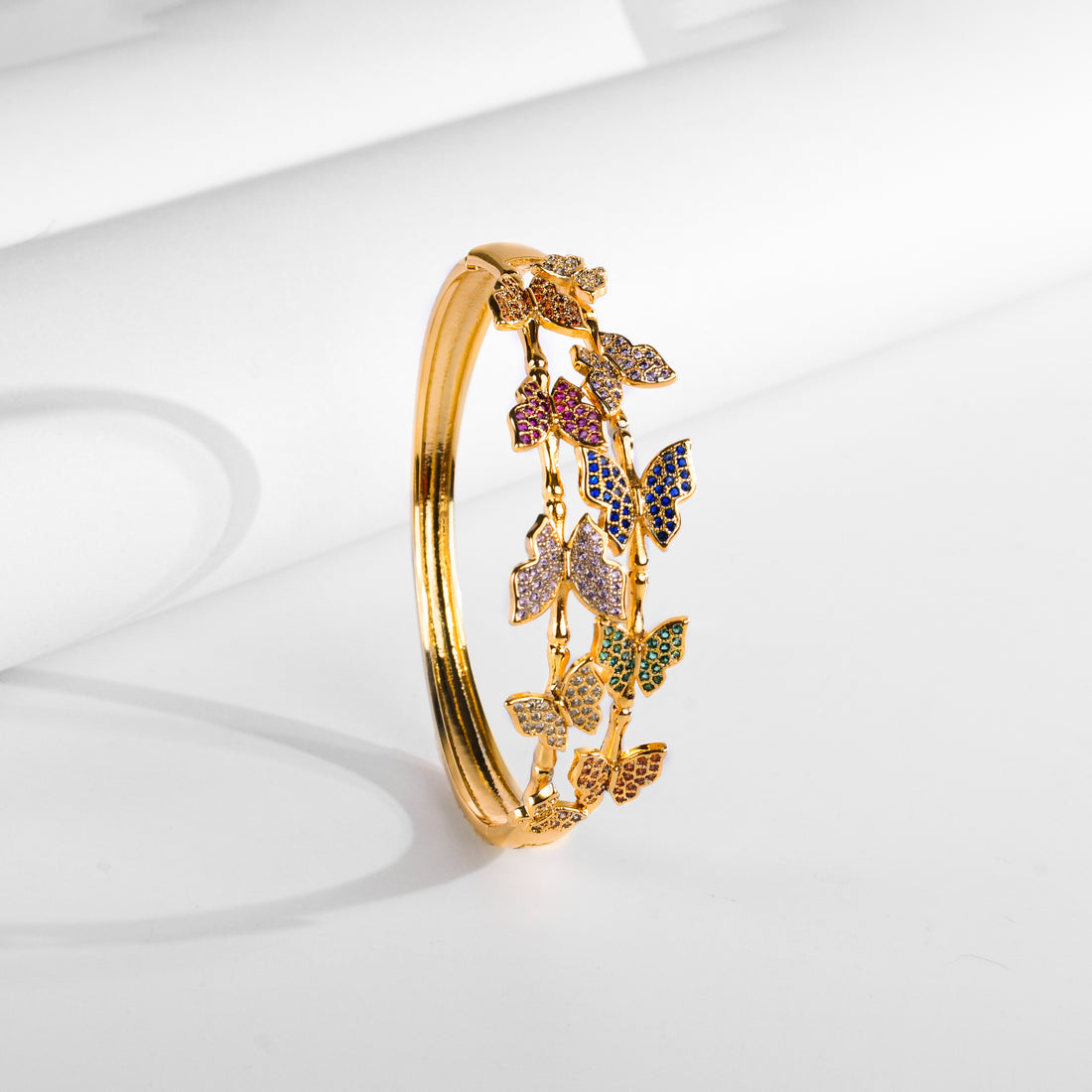 Multicolour Butterfly Gold Bangle Bracelets