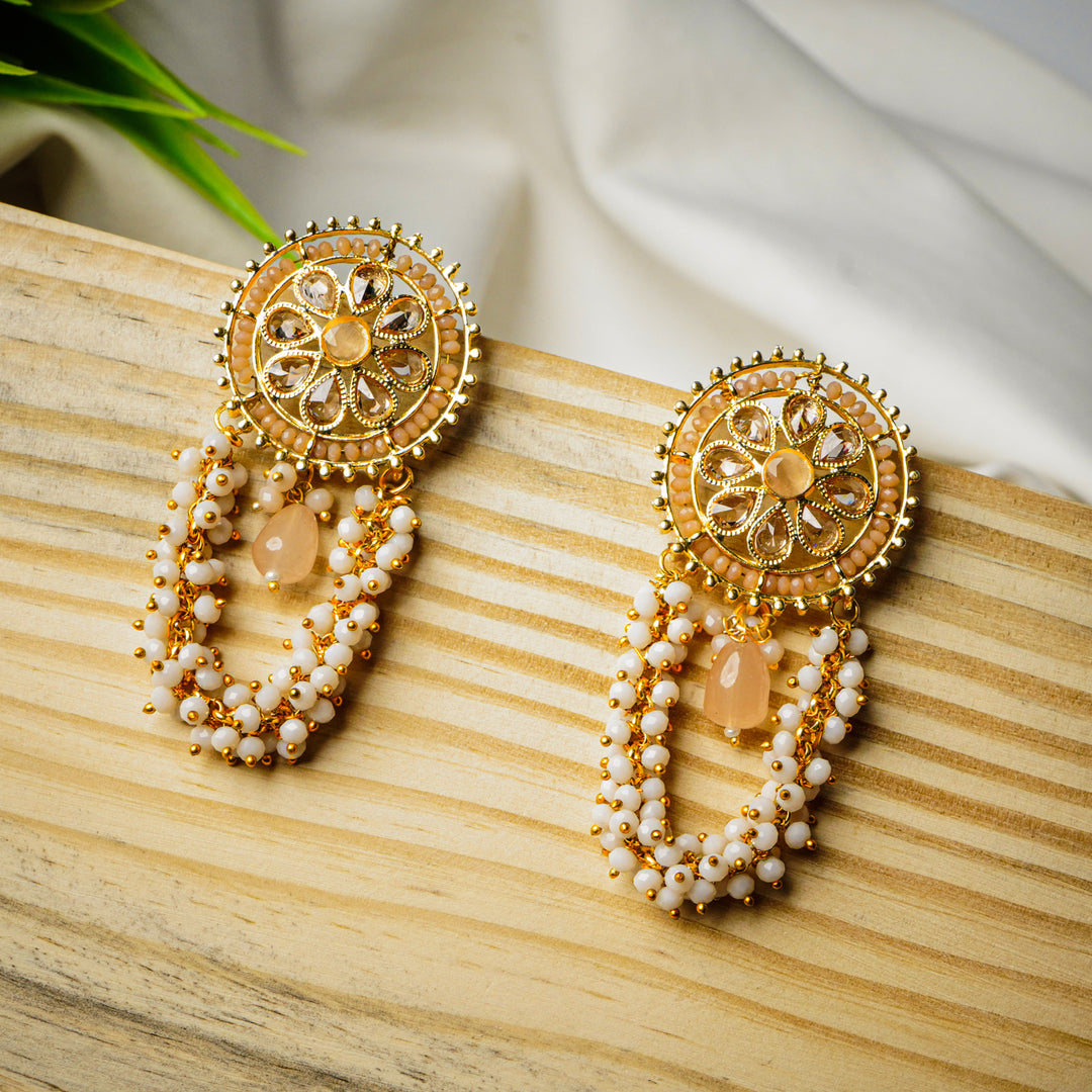 Pearls and Stones Peach Earrings